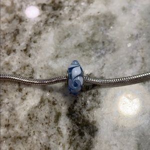 Blue glass bead for charm bracelet
